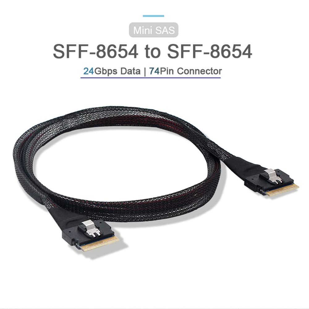 xiwai PCI-E Slimline SAS 4.0 SFF-8654 8i 74pin Host auf SFF-8654 74pin Slim SAS Target Kabel 50cm SF