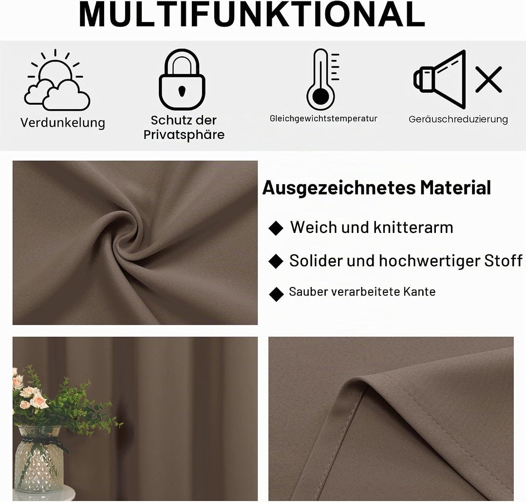 DWCN Raumteiler Vorhang Blickdicht Khaki Raumtrenner Ösenschal 1 Stück Verdunklungsvorhang für Wohnz