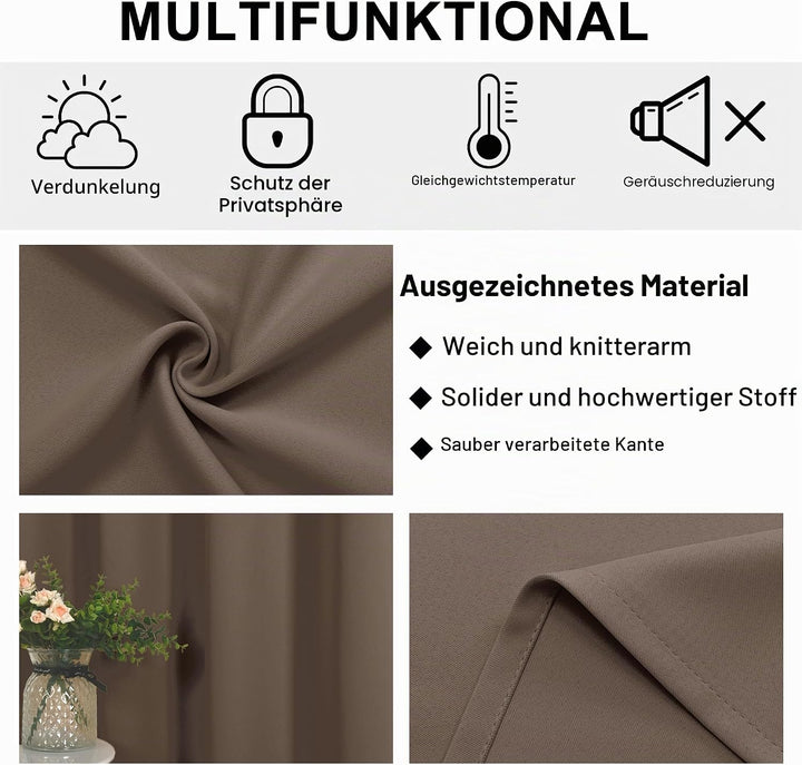 DWCN Raumteiler Vorhang Blickdicht Khaki Raumtrenner Ösenschal 1 Stück Verdunklungsvorhang für Wohnz