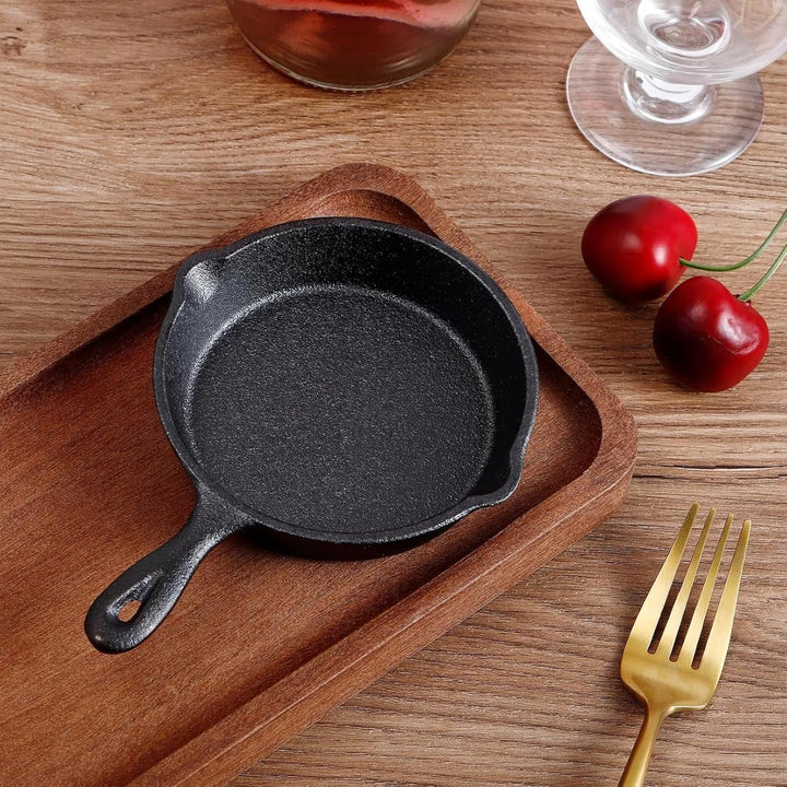 Mini Gusseisenpfanne 10,5 cm 4 Stück Set Schwarz