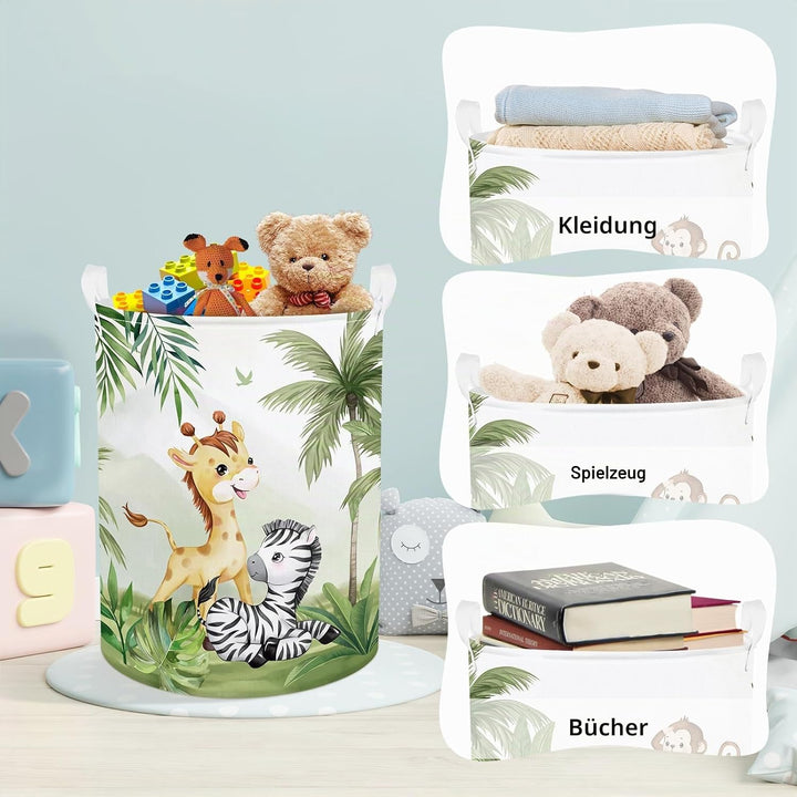 Clastyle Tropisches Tier Kinder Wäschekorb mit Henkel Faltbar Kleidung Spielzeug Aufbewahrungskorb J