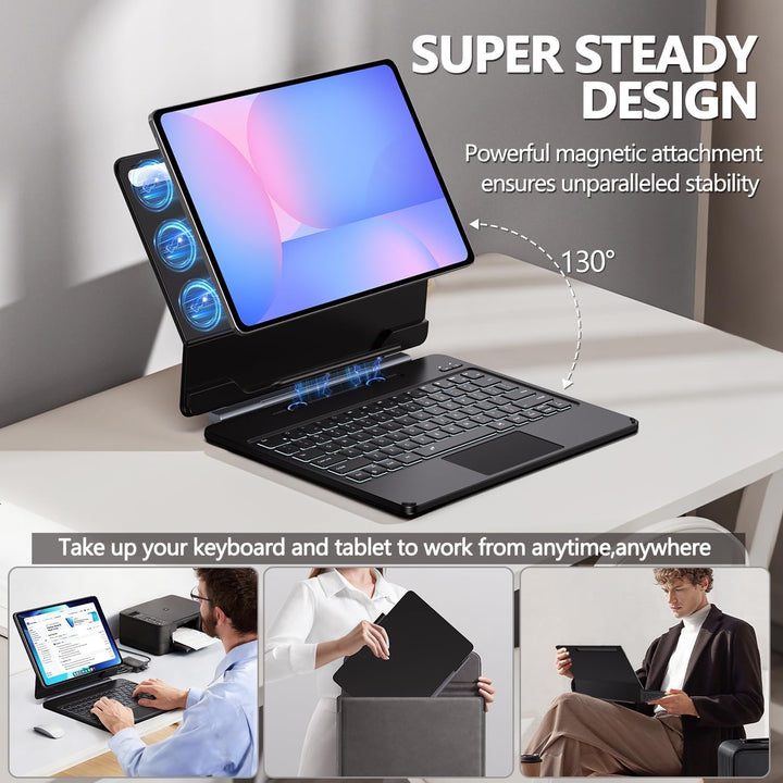ORDA Tastatur Hülle für Samsung Galaxy Tab S10 FE Plus (13,1 Zoll) mit Tastatur, Magnetische Ständer