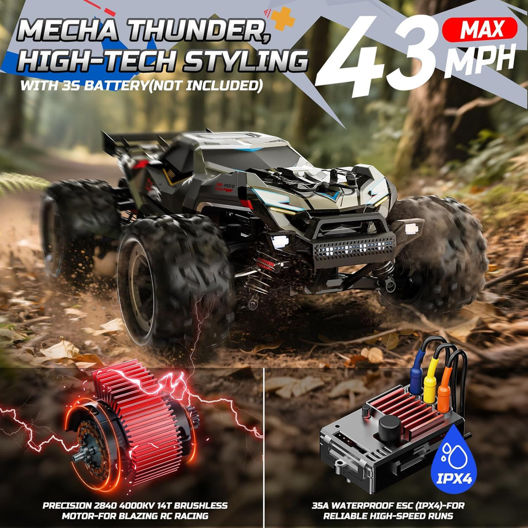 DEERC Brushless Ferngesteuertes Auto für Erwachsene, RC Auto 1:18 55 km/h, Geländewagen 4WD, Wasserd