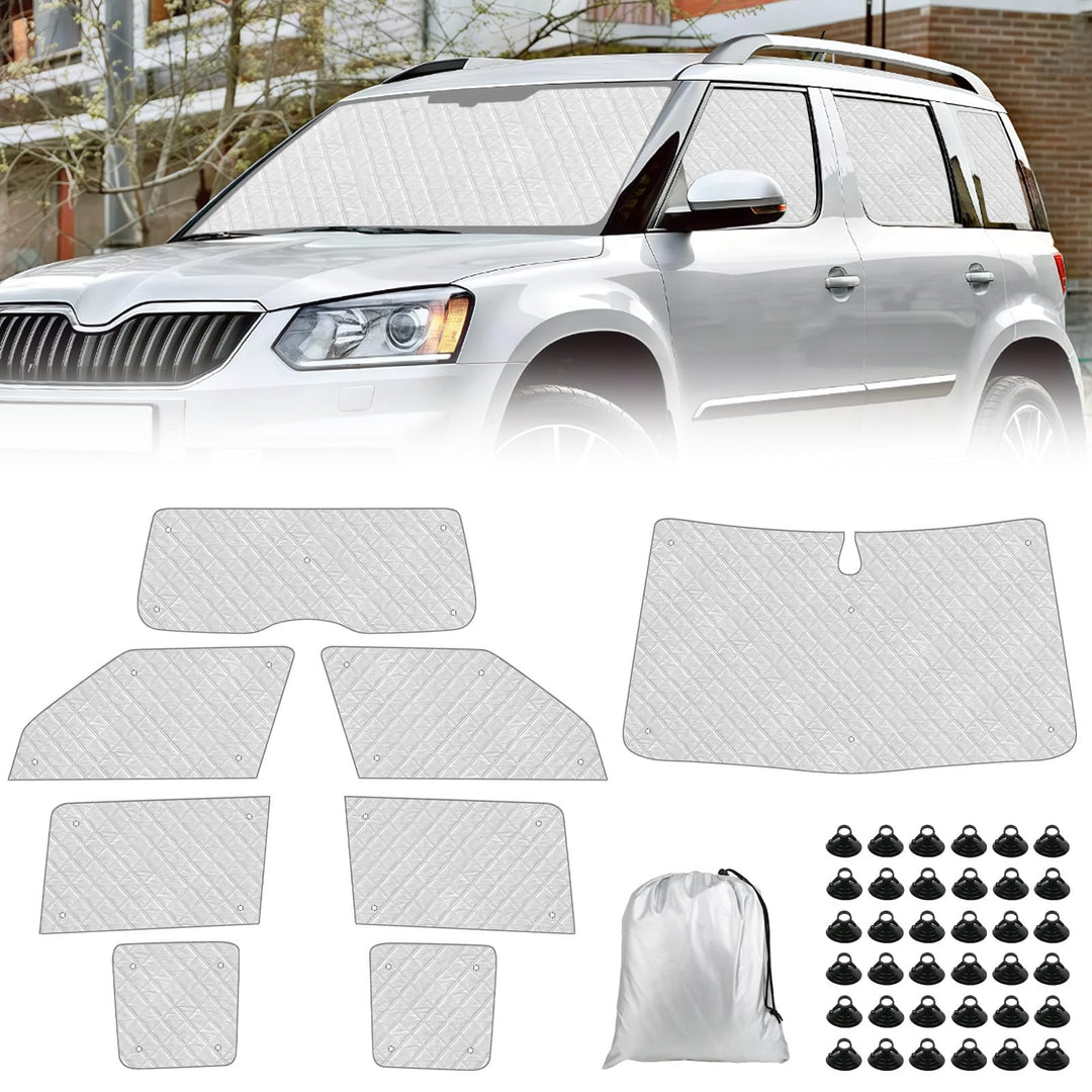 Thermomatte Fahrerhaus Innen Kompatibel mit Skoda Yeti 5L 2009-2017,8PCS Faltbare Isolierte Sonnensc