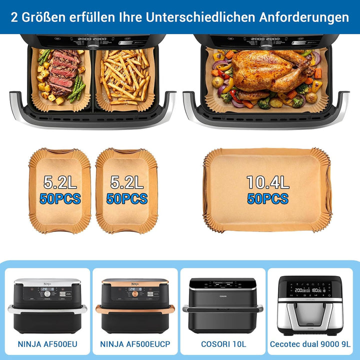 Airfryer Zubehör für Ninja Foodi FlexDrawer Dual Zone AF500EU 10.4L, Grillrost #304 Edelstahl, Backp
