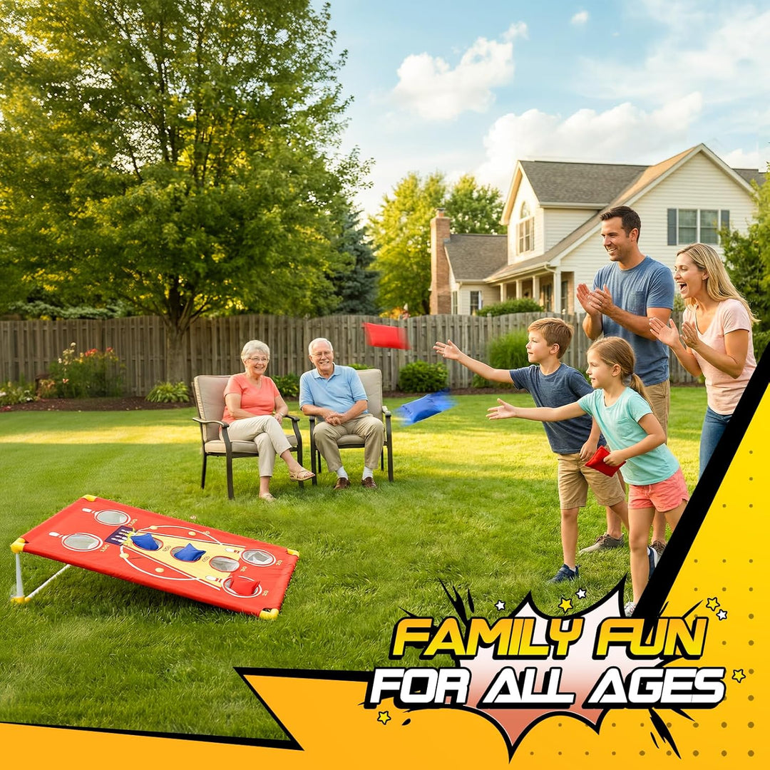 3-in-1 Wurfspiel-Set Cornhole, Bean Bag Toss & Ball-Toss-Spiel, Outdoor Partyspiel für Erwachsene un