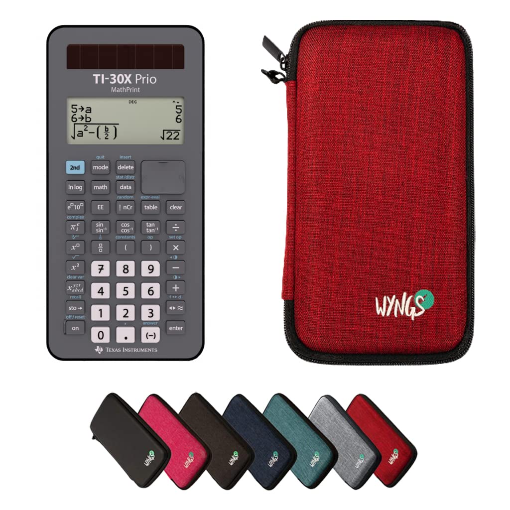 CALCUSO Sparpaket: TI-30X Prio MathPrint + WYNGS Schutztasche rot + Erweiterte Garantie von CALCUSO