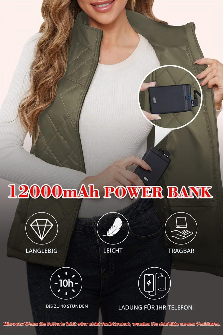 Kintiwe Beheizbare Weste, Beheizte Weste Damen Heizweste mit 12000mAh Powerbank, Beheizbare Jacke He