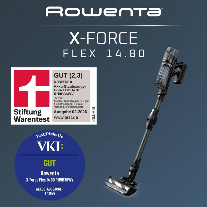 Rowenta X-Force Flex 14.80 RH9B36WV, Cordless Stick Vacuum, Extra Suction Power 240 AW, Auto Suction
