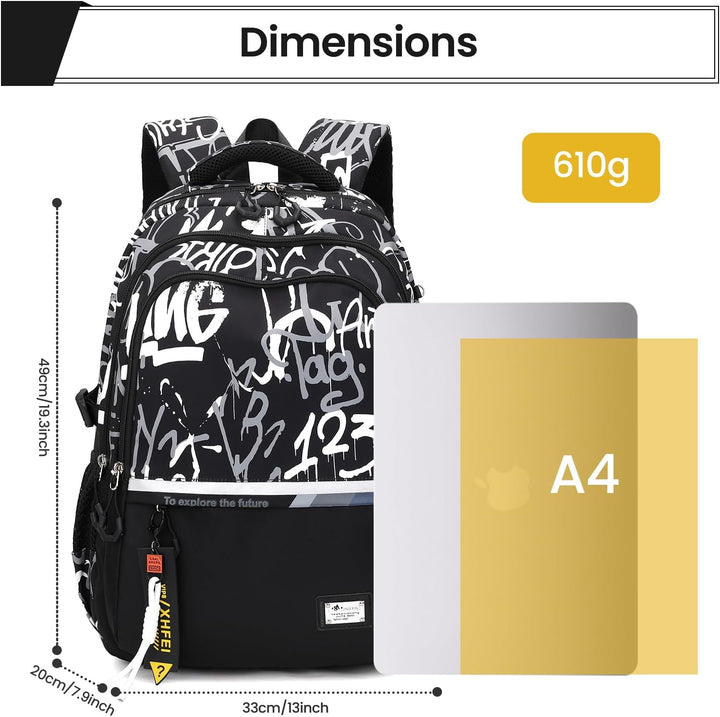 Amythe Schulrucksack Jungen Rucksack Teenager – Wasserdichter Lässiger Daypack Gross Schulranzen, Mi