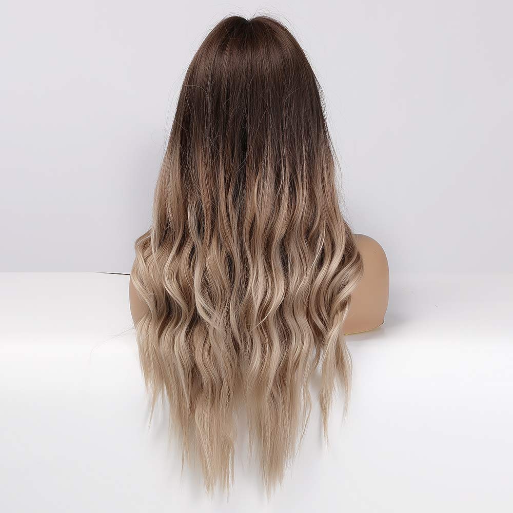 HAIRCUBE omber braune Perücke Mittelscheitel Lange lockige Frauenperücken 24-Zoll-Perücken für Fraue