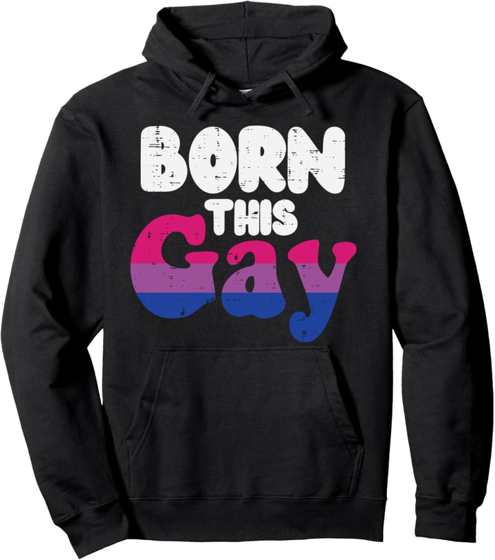 Born This Gay Pun Funny LGBTQ Bisexual Flag Gay Pride Bi Pullover Hoodie