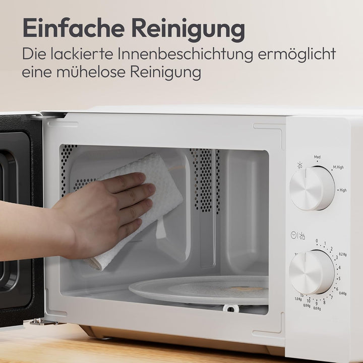 Candy Mikrowelle freistehend bis 700 Watt, Mikrowellengerät mit Drehteller, 5 Leistungsstufen, 20 Li