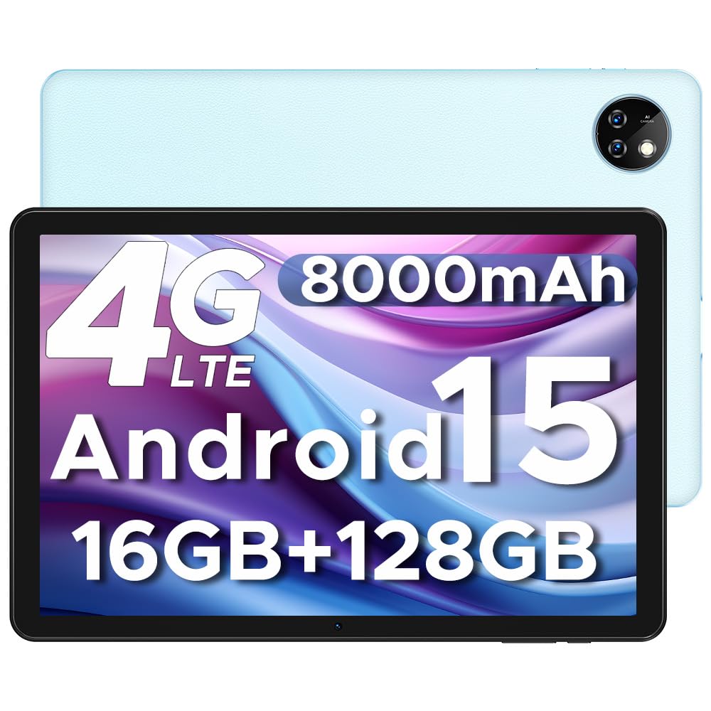 T10W Android 15 Tablet 10 Zoll 16GB RAM +128GB ROM (2TB TF) 2025 Neueste Tablet mit SIM Card Slot, 8