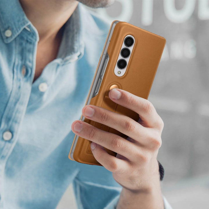 Samsung Leather Flip Cover Smartphone Cover EF-FF926 für das Galaxy Z Fold3 5G, Handy-Hülle, extra-d