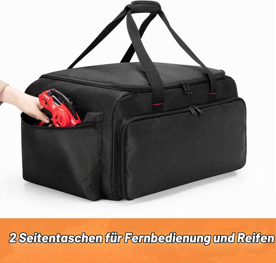DSLEAF RC Aufbewahrungstasche für 1/8 oder 1/10 Auto, schützende RC Tragetasche mit Mehreren Taschen
