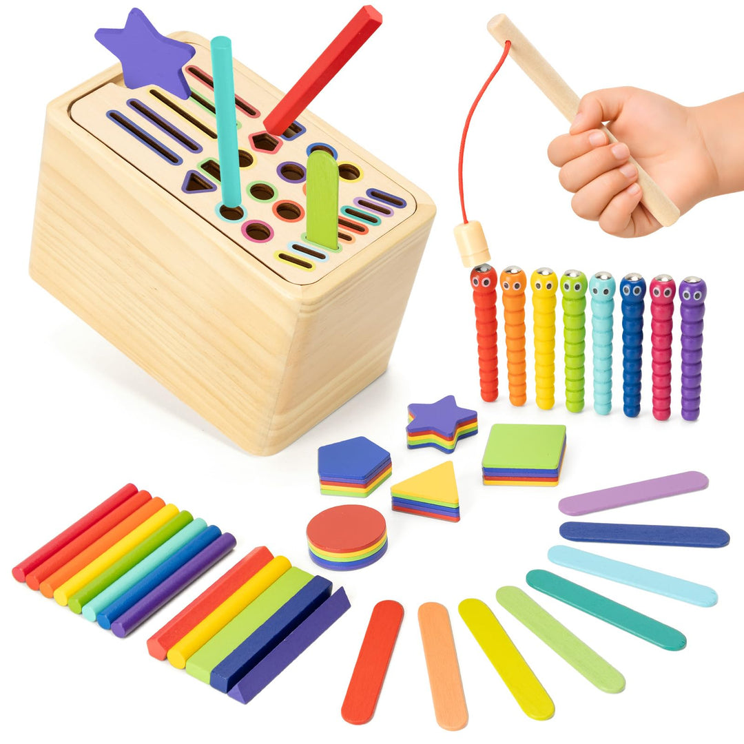 Montessori Spielzeug ab 1 2 3 Jahr, Holzspielzeug Steckspiel ab 2 Kinder, Farbe Form Sortierspiel An