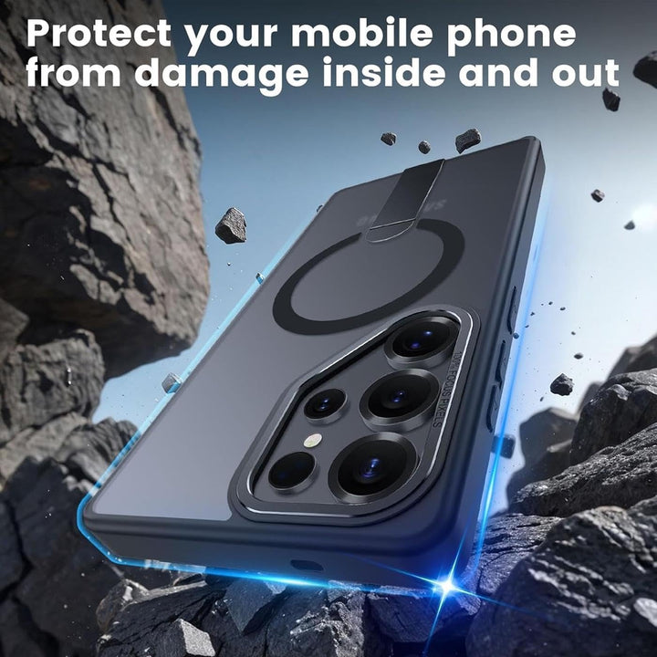 Verco Handyhülle für Samsung Galaxy S25 Plus Hülle, Kompatibel mit Magnet Ladepads Metall Ständer Ma