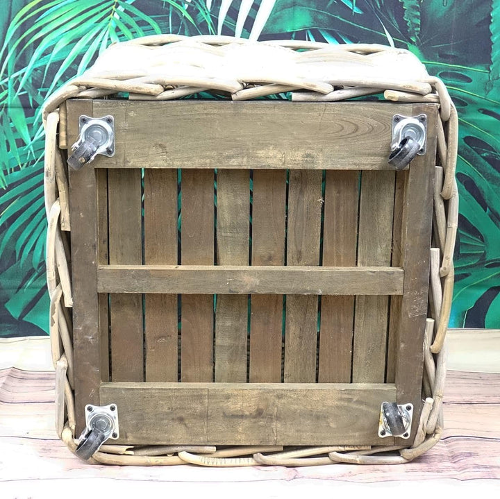 VAN DER LEEDEN Rattan Kaminholzkorb mit Rollen 50 x 50 cm