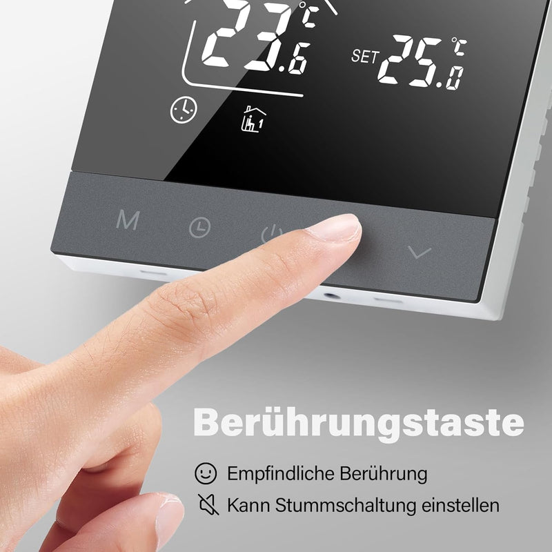 Beok Fussbodenheizung Thermostat Digital, WiFi Wasser Fussbodenheizung Smart Raumthermostat Programm