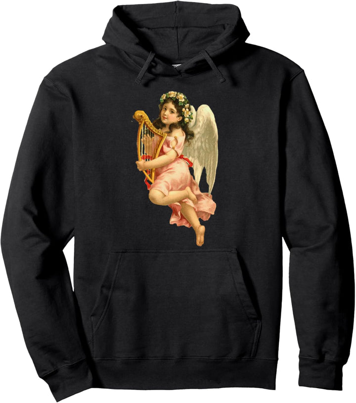 Der himmlische junge Cherub spielt Gottes Musik auf Harfe Pullover Hoodie