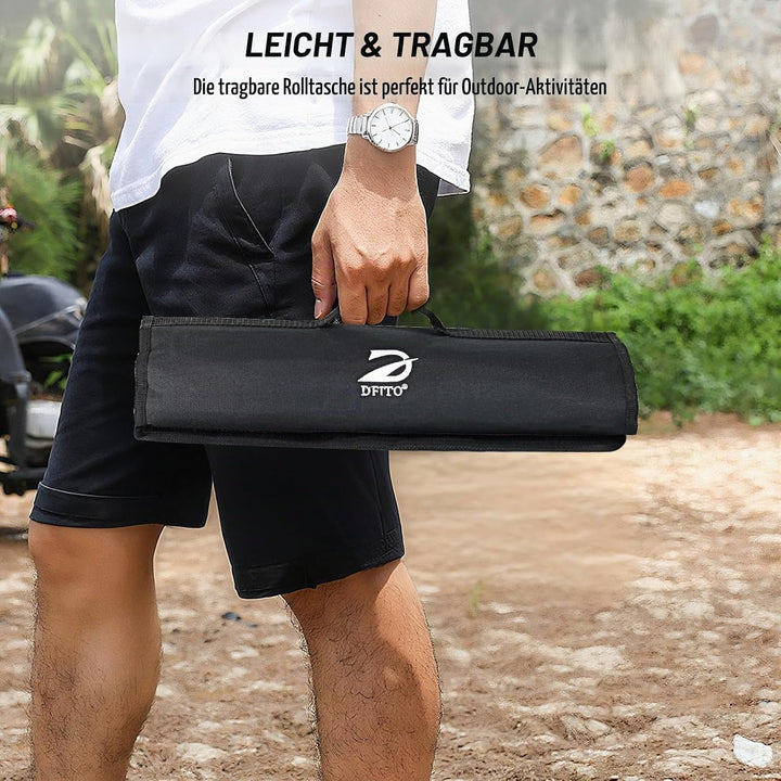 Dfito Messerset mit Nylon Rolltasche, 9-tlg Scharfe Professionelles Küchenmesser Set aus High Carbon