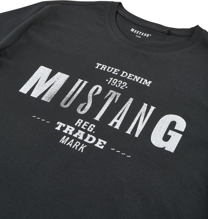 MUSTANG Herren T-Shirt 4er Pack Frontprint O-Neck Rundhalsausschnitt Kurzarm Regular Tee Shirt 100%