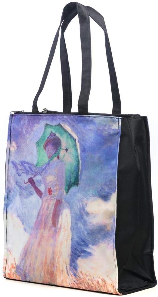 LUCKYWEATHER Shopper Einkaufstasche Twin Double Bag Damen Motiv Monet FRAU MIT SONNENSCHIRM