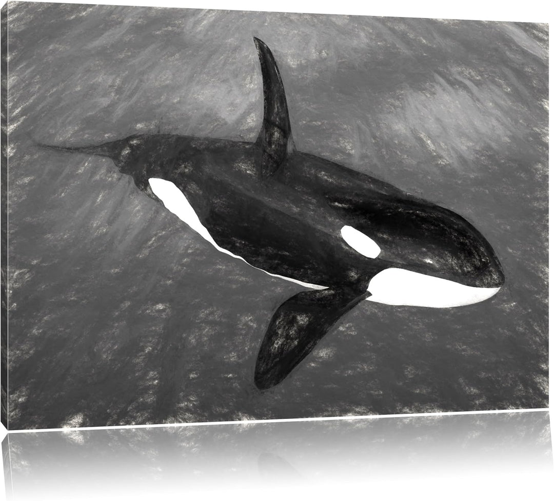 anmutiger Orca im Ozean Format: 100x70 auf Leinwand, XXL riesige Bilder fertig gerahmt mit Keilrahme
