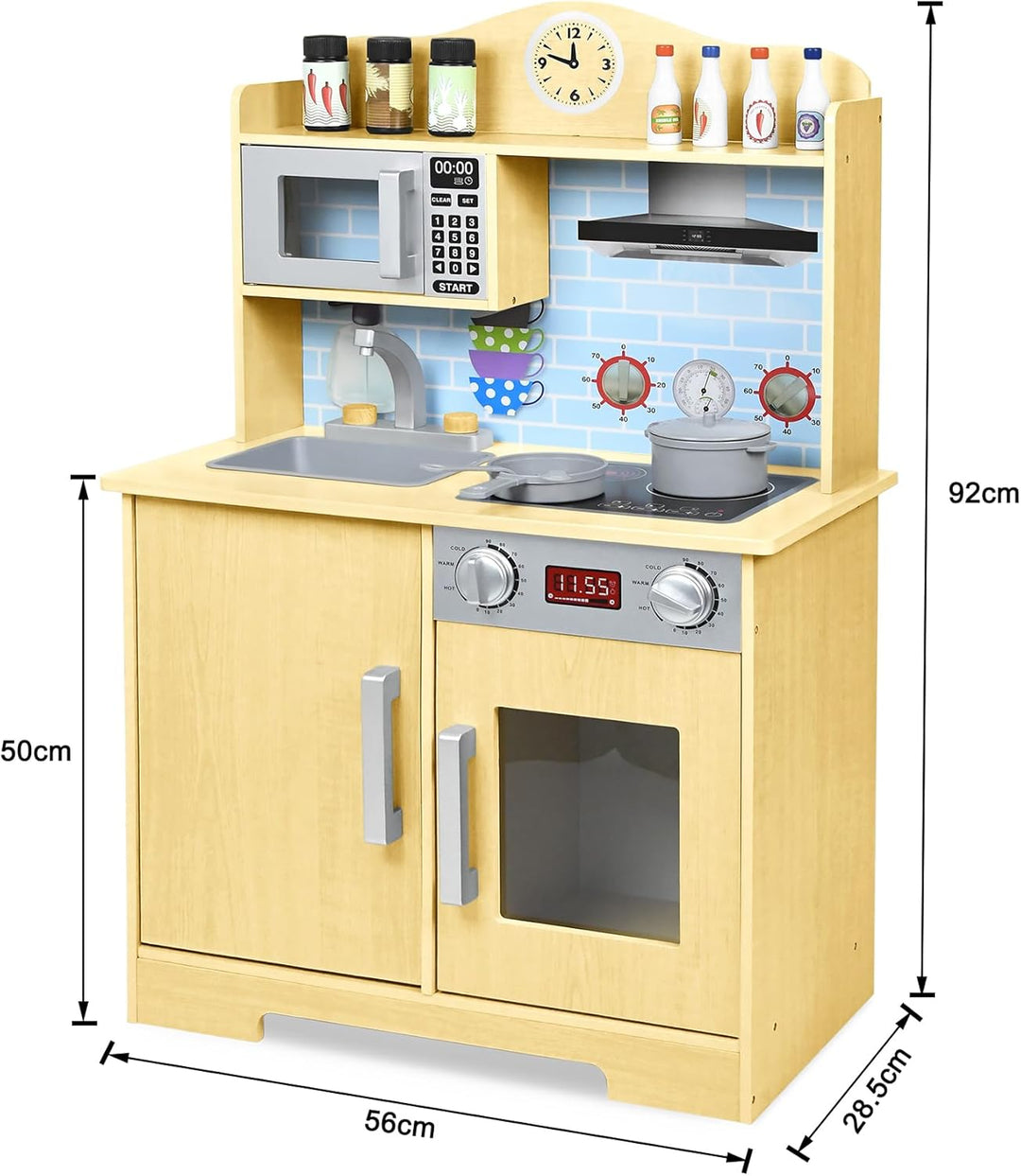 YRHome Kinderküche Holz Spielküche Küchen-Zubehör Kinder Küche Holzküche Puppenküche Spielzeugküche