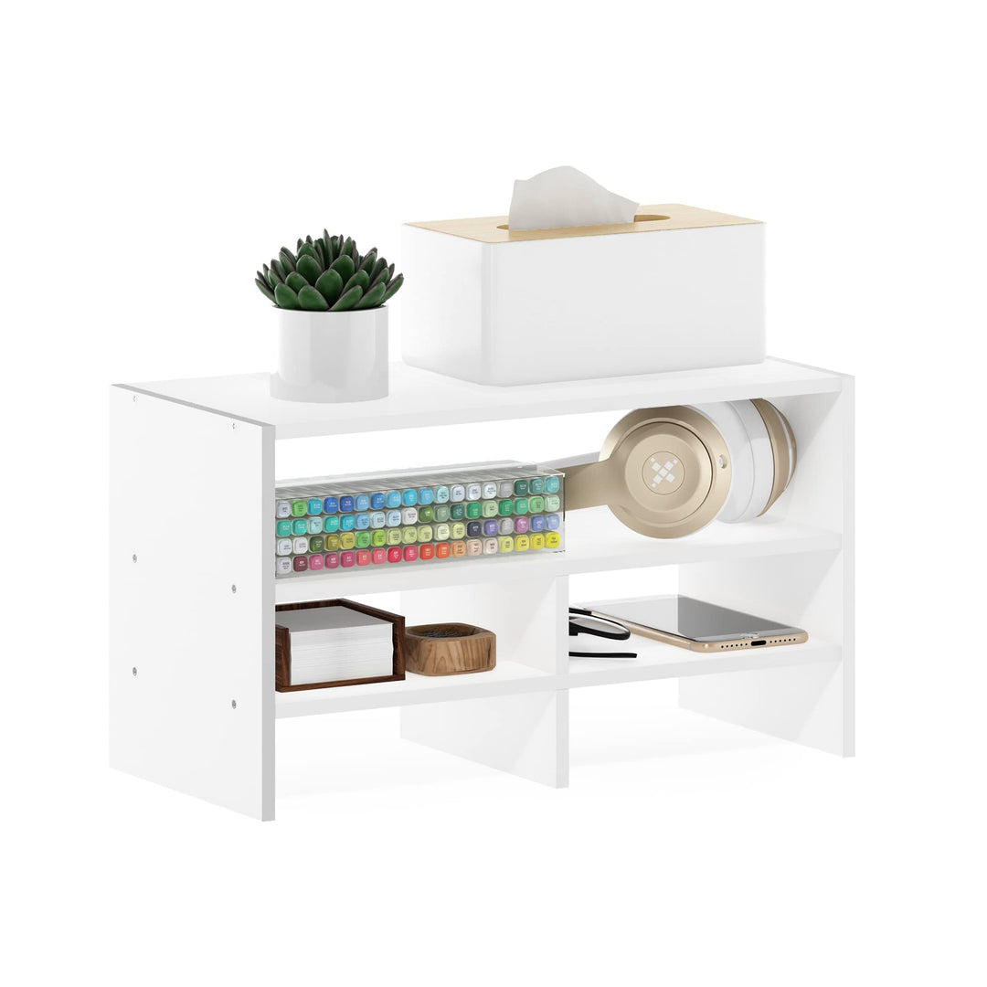 Furinno Hermite Schreibtisch-Organizer-Regal, Bücherregal, Weiss Weiss 19.8 (D) x 41.7 (W) x 23.6 (H
