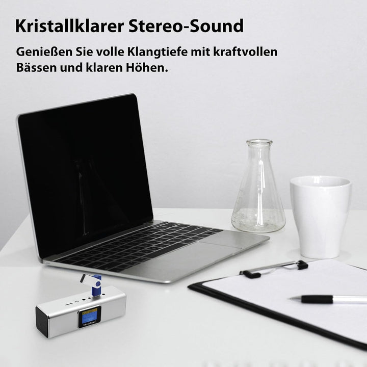 Musicman MA Soundstation Stereo-Lautsprecher mit integriertem Akku und LCD Display (MP3 Player, Radi