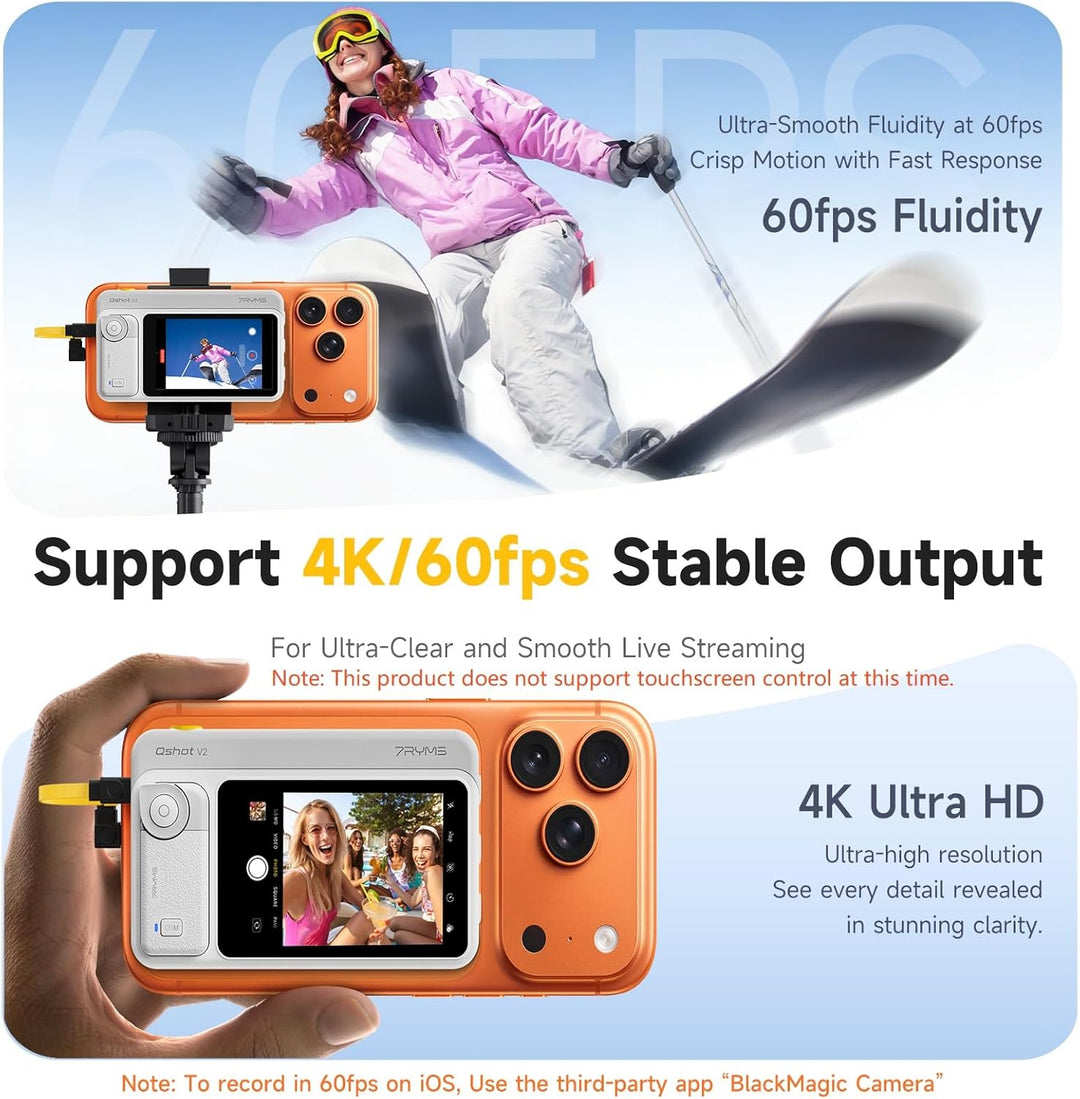 7RYMS Qshot V2 Kabelgebundener Selfie-Monitor für iPhone 17/16 & Android, Magnetischer Smartphone Mo