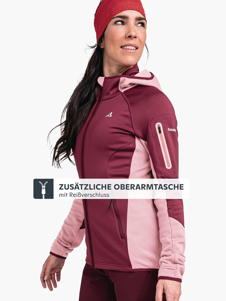 Schöffel Damen Fleece Hoody Lodron L atmungsaktiver Fleece Pullover mit hoher Bewegungsfreiheit, fun