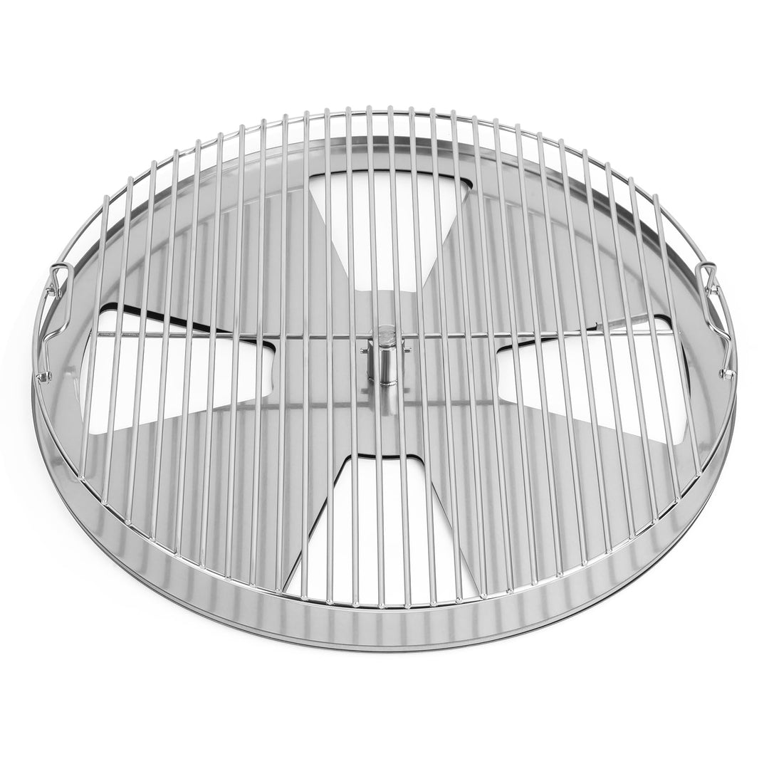 onlyfire Grillrost Edelstahl Doppel für Weber 57cm Kettle Holzkohlegrill, Grillrost Rund mit Rauchfu