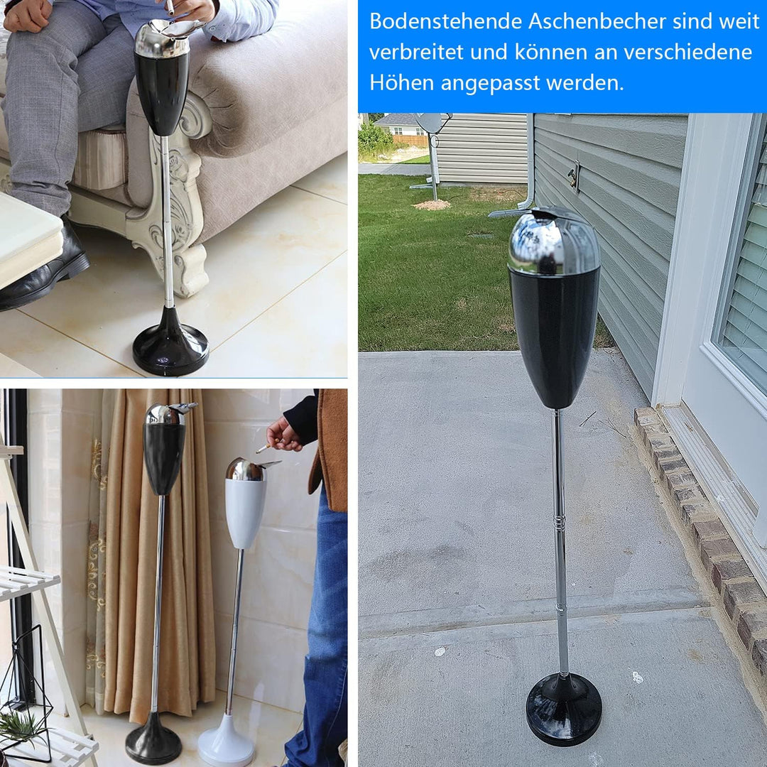 awagas 90cm Standaschenbecher Draussen Einstellbarer Aschenbecher Stand mit Deckel und Standfuss, Mo