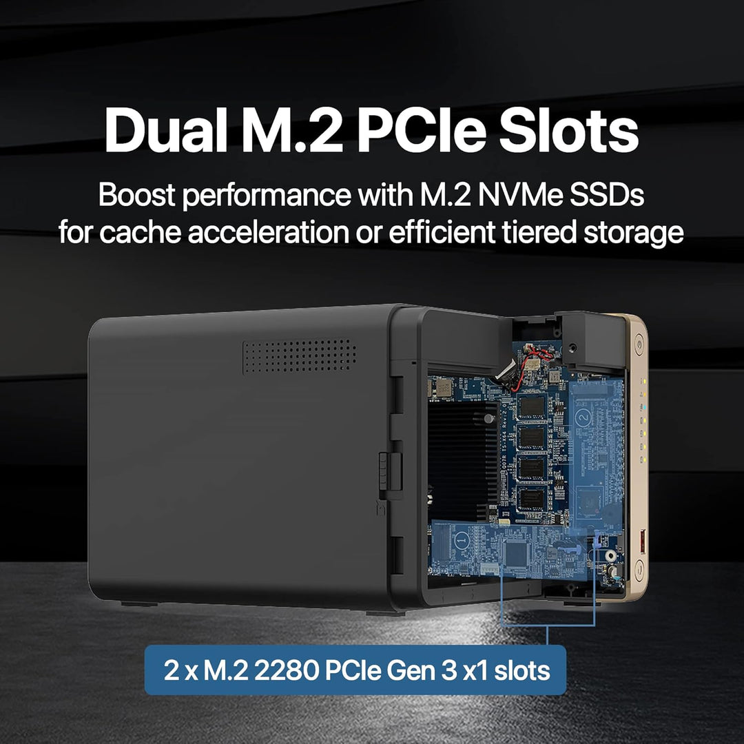 QNAP TS-464-8G-US Hochleistungs-Desktop-NAS mit Intel Celeron Quad-Core-Prozessor, M.2 PCIe Slots un