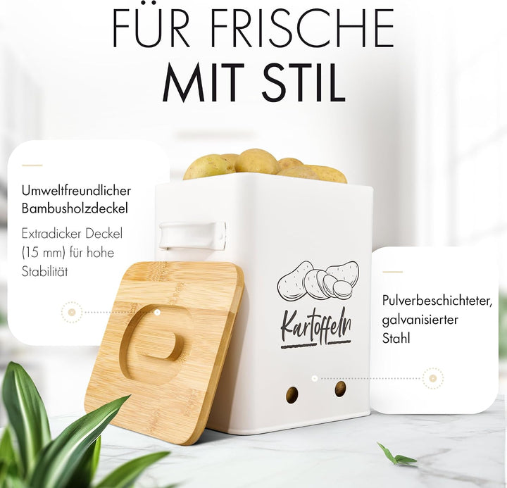 Kartoffel Aufbewahrungsbox [3er Set] - Ein echter Hingucker in deiner Küche! - Schaffe Ordnung mit d