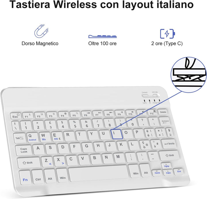 Tastatur für iPad Air 11 M3 2025/M2 2024, Italienische Tastatur, abnehmbare Bluetooth-Schutzhülle mi