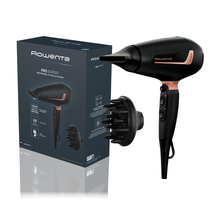 Rowenta Pro Expert Haartrockner, Motor Pro AC, Leistung 2.200 W, extrem schnelles Trocknen, Ionen-Sy