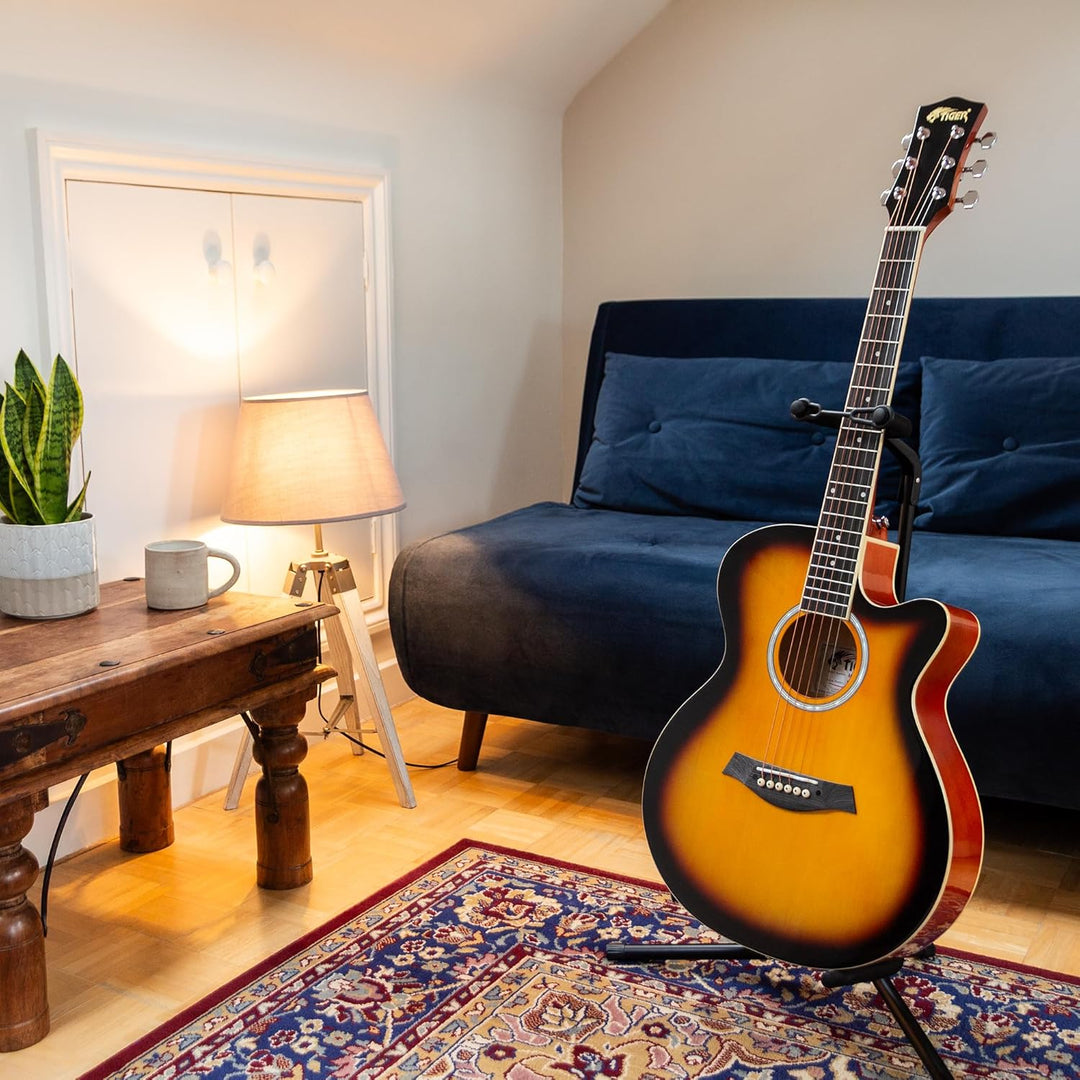 TIGER Akustikgitarre für Anfänger, kleiner Korpus, volle Grösse, Sunburst, sunburst