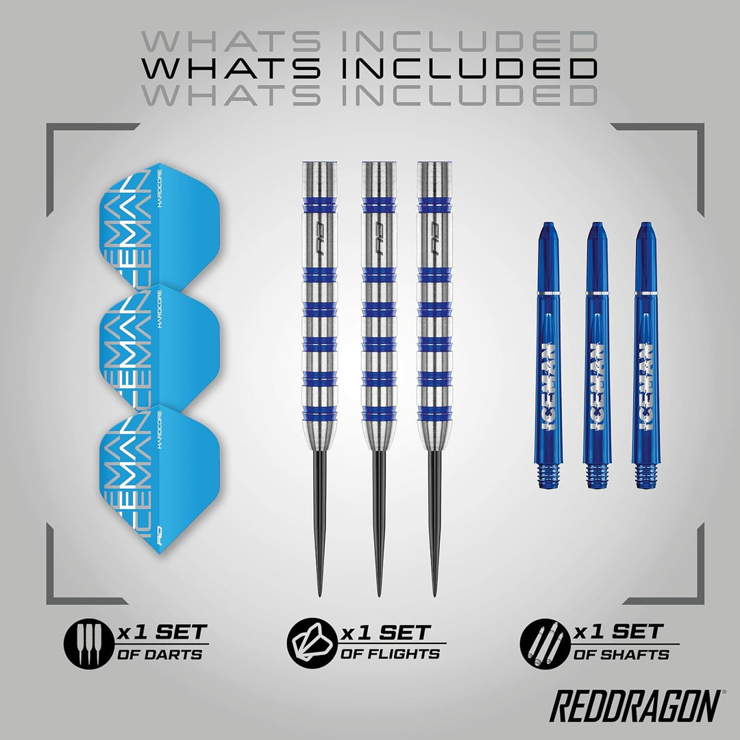 RED DRAGON Gerwyn Price Iceman Challenger Professional Tungsten Darts Set with Flights and Stems 24.