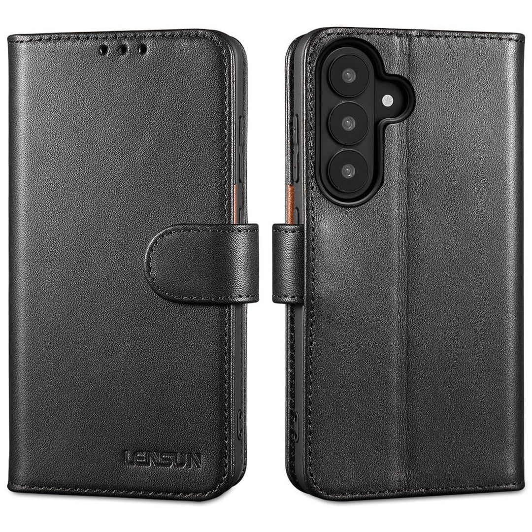 LENSUN Echtleder Hülle für Samsung Galaxy S26 Plus, Handyhülle [Echtes Leder][Kartenfach][RFID Schut