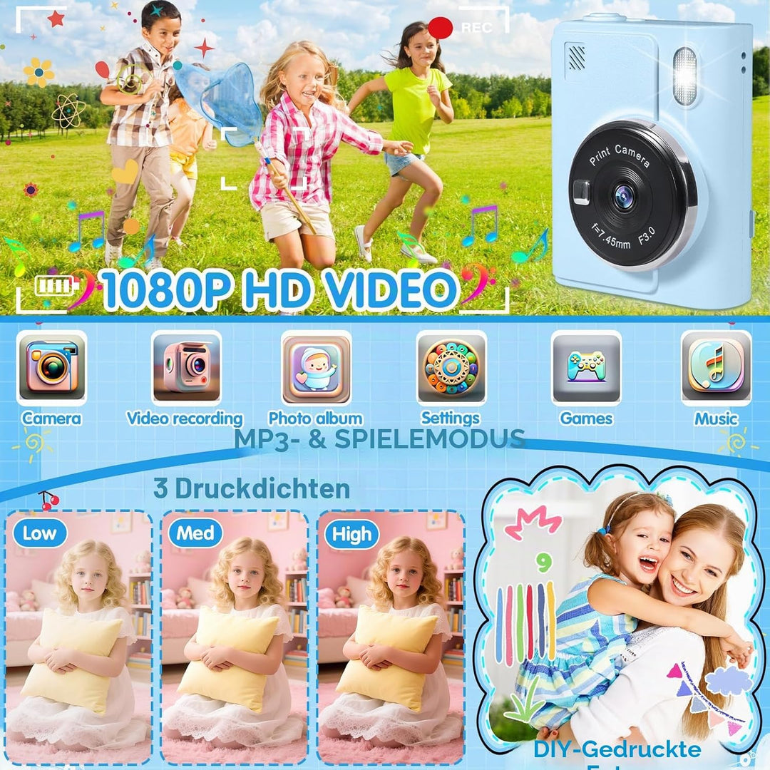Kinderkamera Sofortbildkamera, 48MP | 2,4 Zoll | 1080P HD Digitalkamera Kinder, Sofortbildkamera Kin