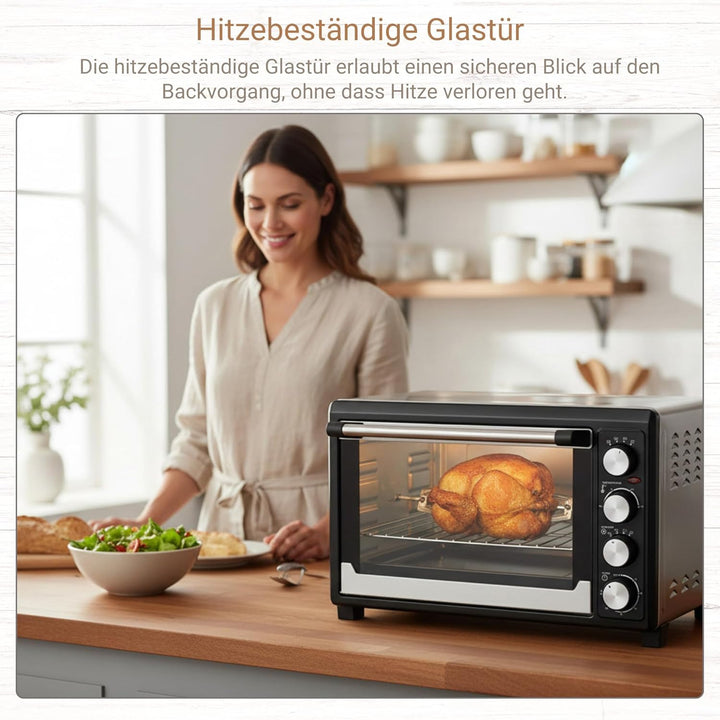 Syntrox 45 l Kleiner Mini Backofen Budisu | Miniofen | Pizzaofen | Pizzabackofen, 2000W, für kleine