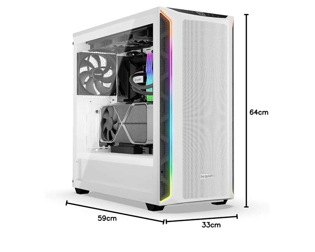 be quiet! Shadow Base 800 DX White PC-Gehäuse, Pure Wings 3 140mm PWM Lüfter, ARGB-Beleuchtung, USB