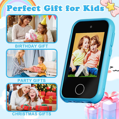 3T6B Kinder Handy Spielzeug, Kinderkamera im Smartphone-Format mit MP3-Player, Dual-Kamera, Touchscr