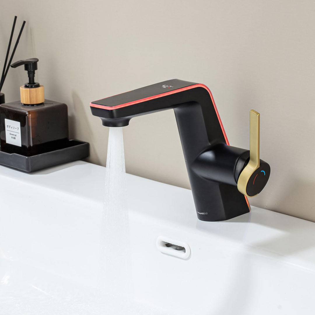 Wasserhahn Bad LakeBayMZC Mit LED-Temperaturanzeige Badarmatur,Waschtischarmatur aus Messing Einhebe