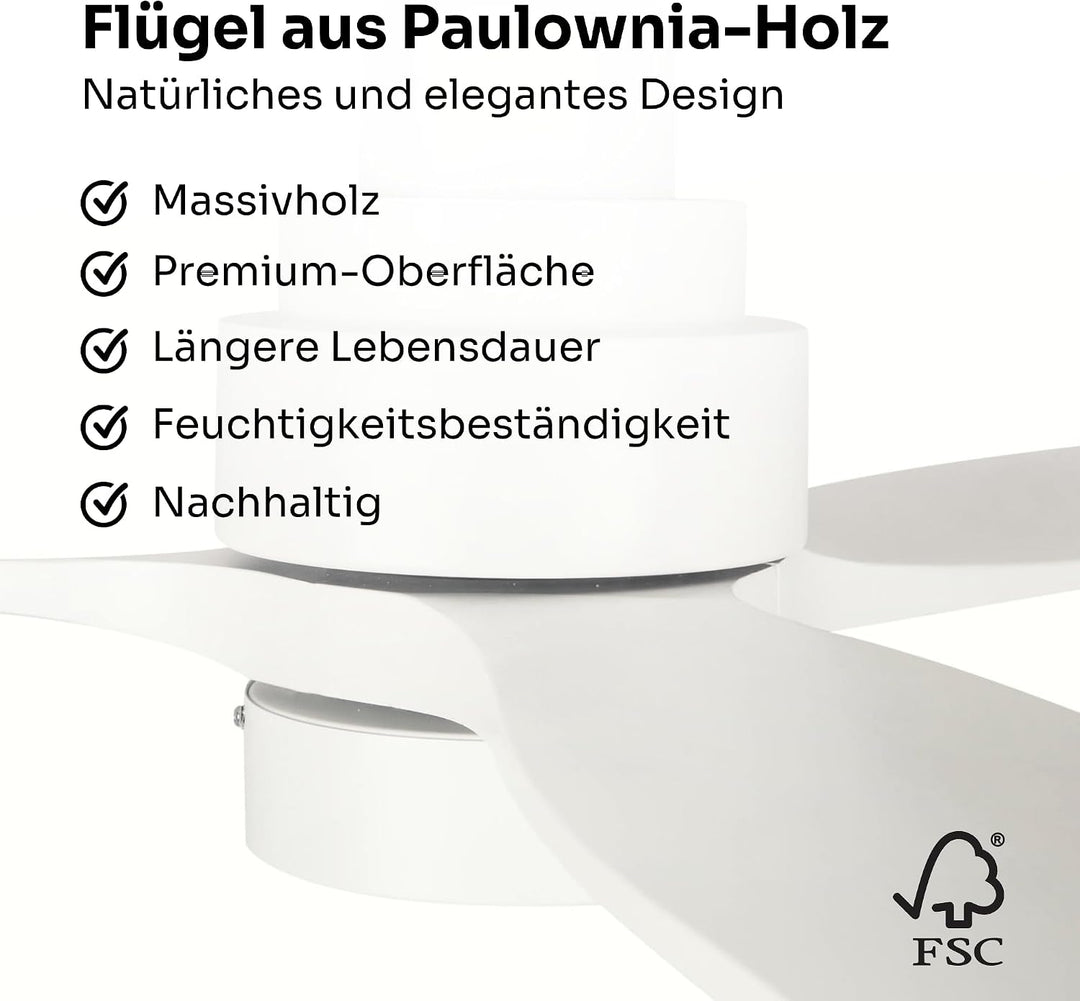 Mellerware - Deckenventilator mit Fernbedienung Brizy Bright | 45 W | 6 Geschwindigkeiten | Ultra le