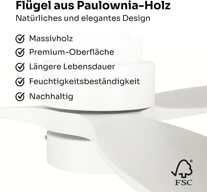 Mellerware - Deckenventilator mit Fernbedienung Brizy Bright | 45 W | 6 Geschwindigkeiten | Ultra le